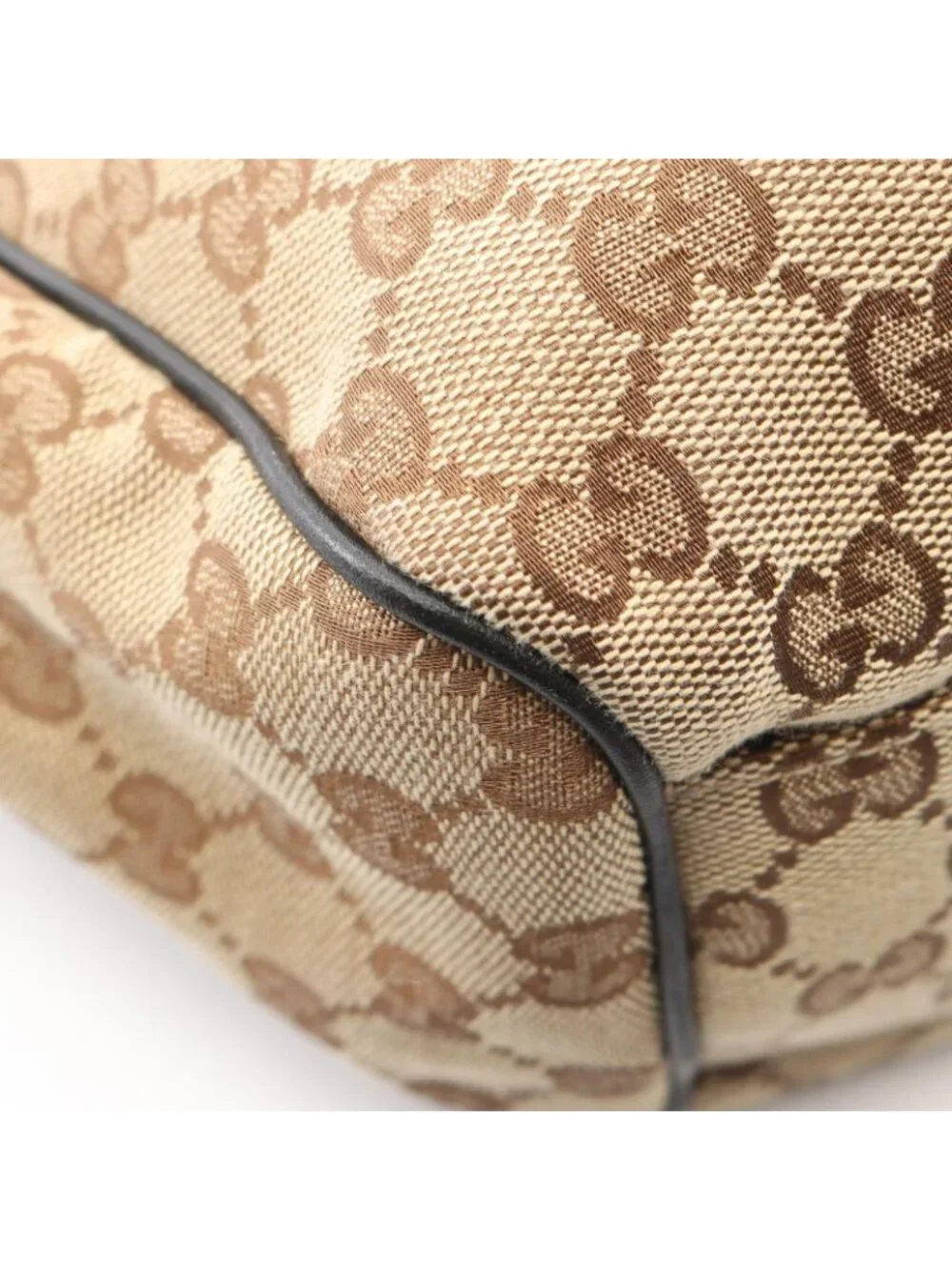 Gucci Handbag GG Canvas Beige Black Tote